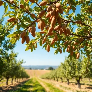 An almond farm in California affected by trade tariffs.