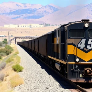 Freight train in California with safety enhancements