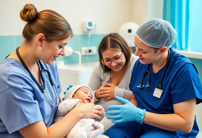 Healthcare professionals supporting infants and parents at CHLA