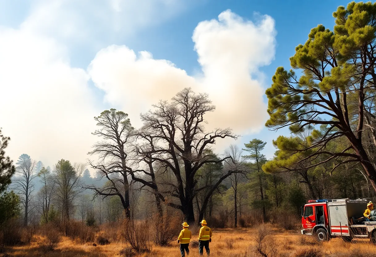 Firefighters working to contain the Silver Fire near ancient trees