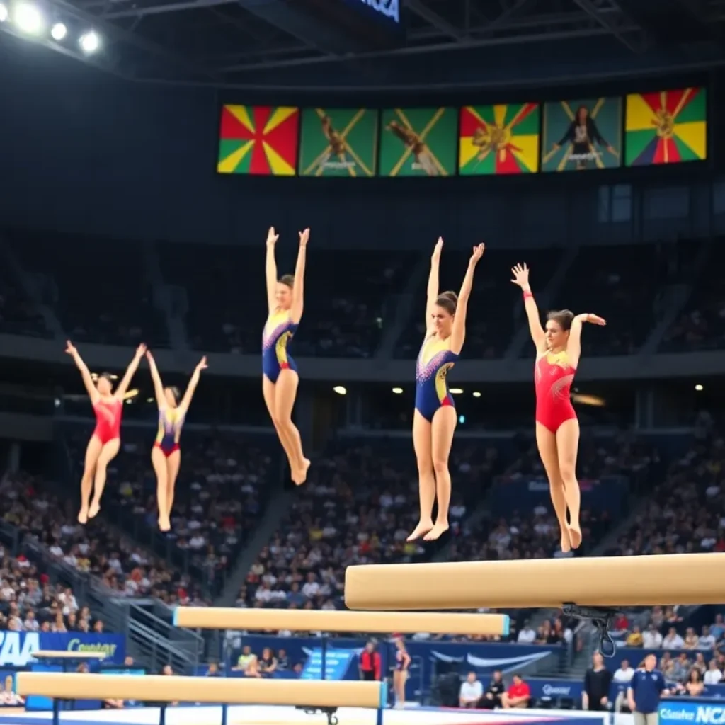Gymnasts competing in NCAA regional finals