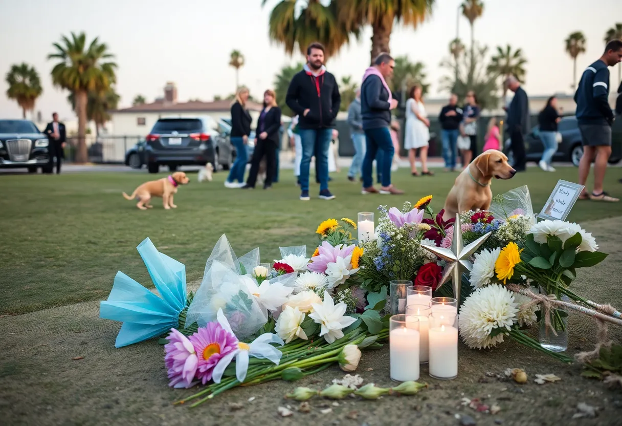Makeshift memorial at Venice Dog Park commemorating a community member.