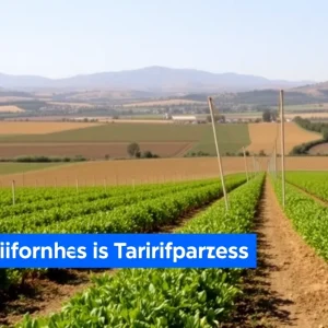 Agricultural landscape in California affected by economic challenges.