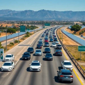 California highways featuring electric vehicles and charging stations