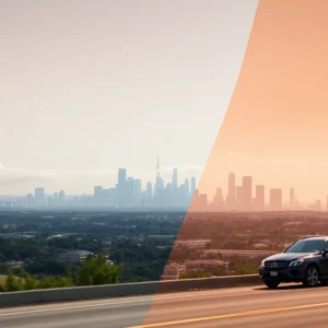 California skyline showing the effects of vehicle emissions and clean air initiatives