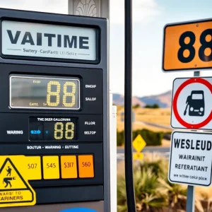 Gas pump displaying high prices, representing California's increasing gas prices.