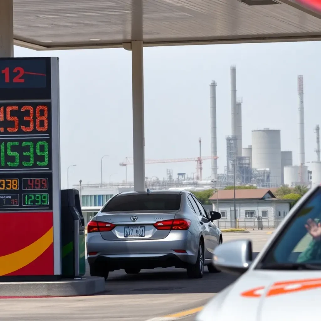 Gas station with rising prices in California