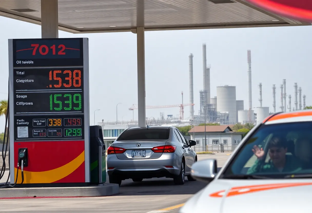 Gas station with rising prices in California