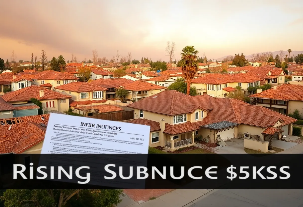 Damaged homes in California due to wildfires affecting insurance rates
