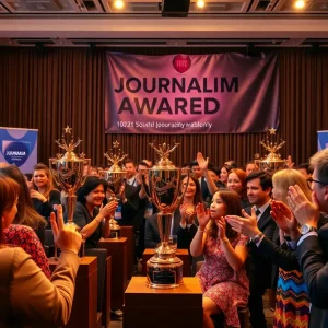 Audience applauding at the California Journalism Awards ceremony