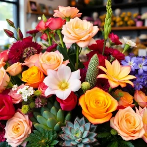A beautiful arrangement of Mother's Day flowers in a Californian florist