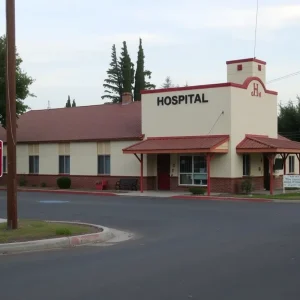 Rural hospital building in a small California town at risk of closure