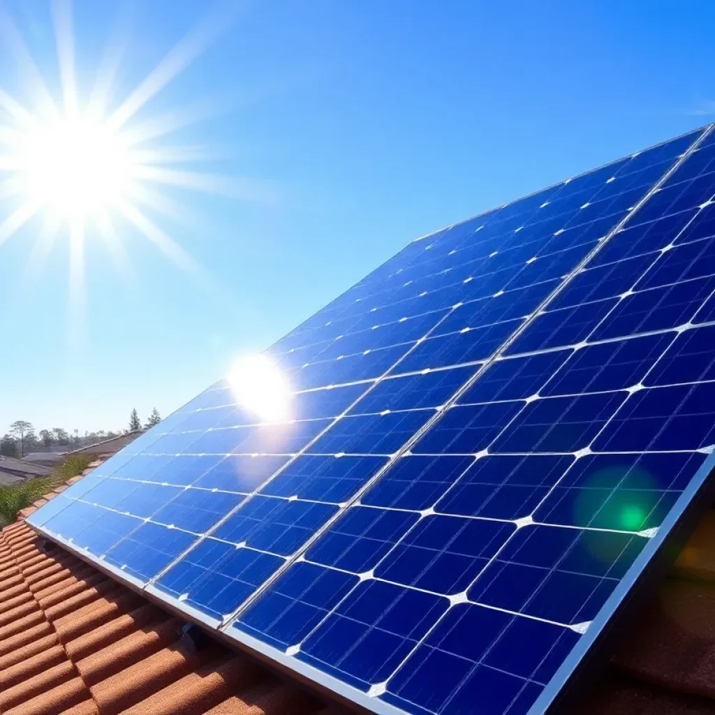 Solar panels on a house in California