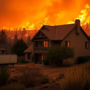 California landscape affected by wildfires symbolizing insurance challenges.