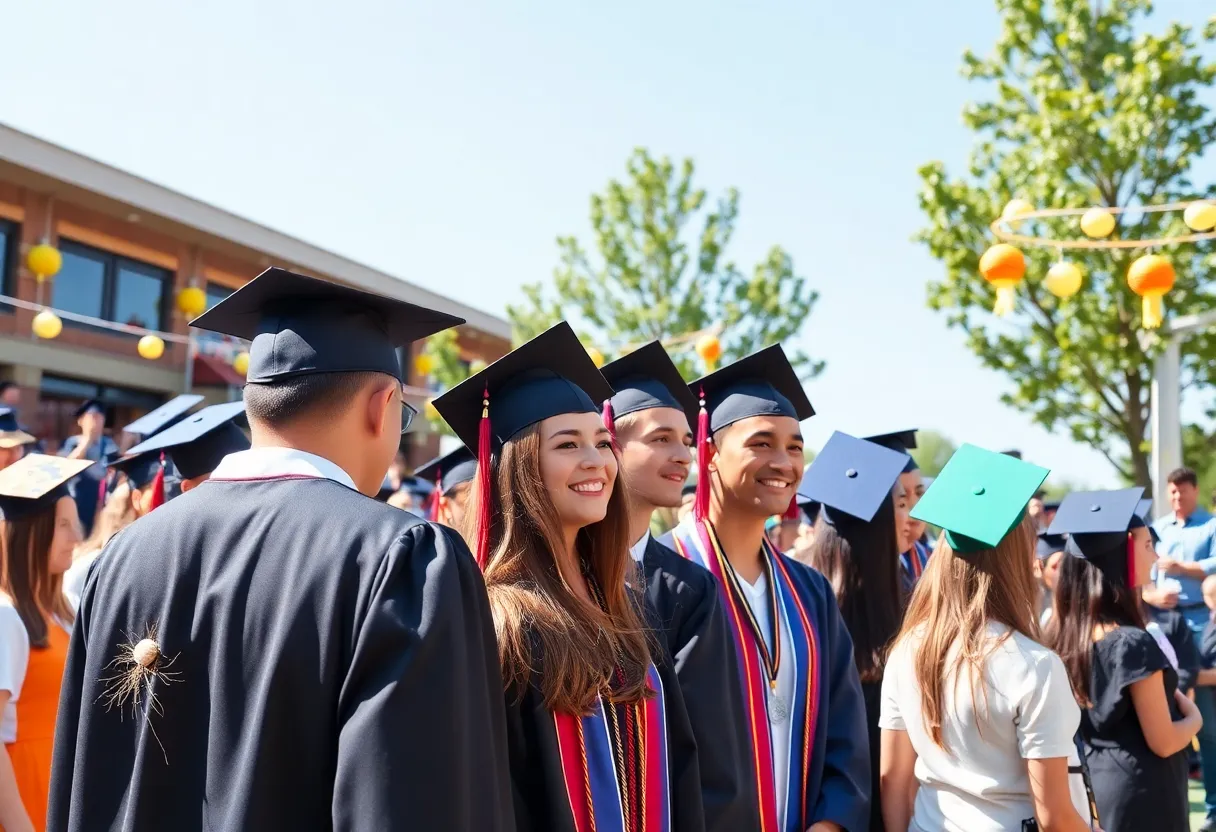 Students celebrating graduation in Coachella Valley