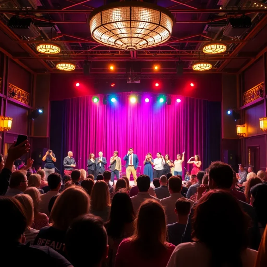 Theatrical scene from Crazytown performance at Upstairs at El Centro Theatre