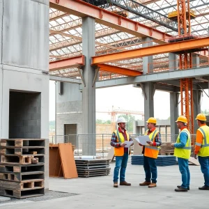 Construction site using non-combustible materials