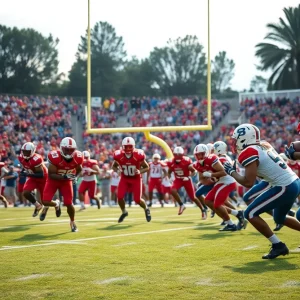A vibrant football training scene with players in action on the field.