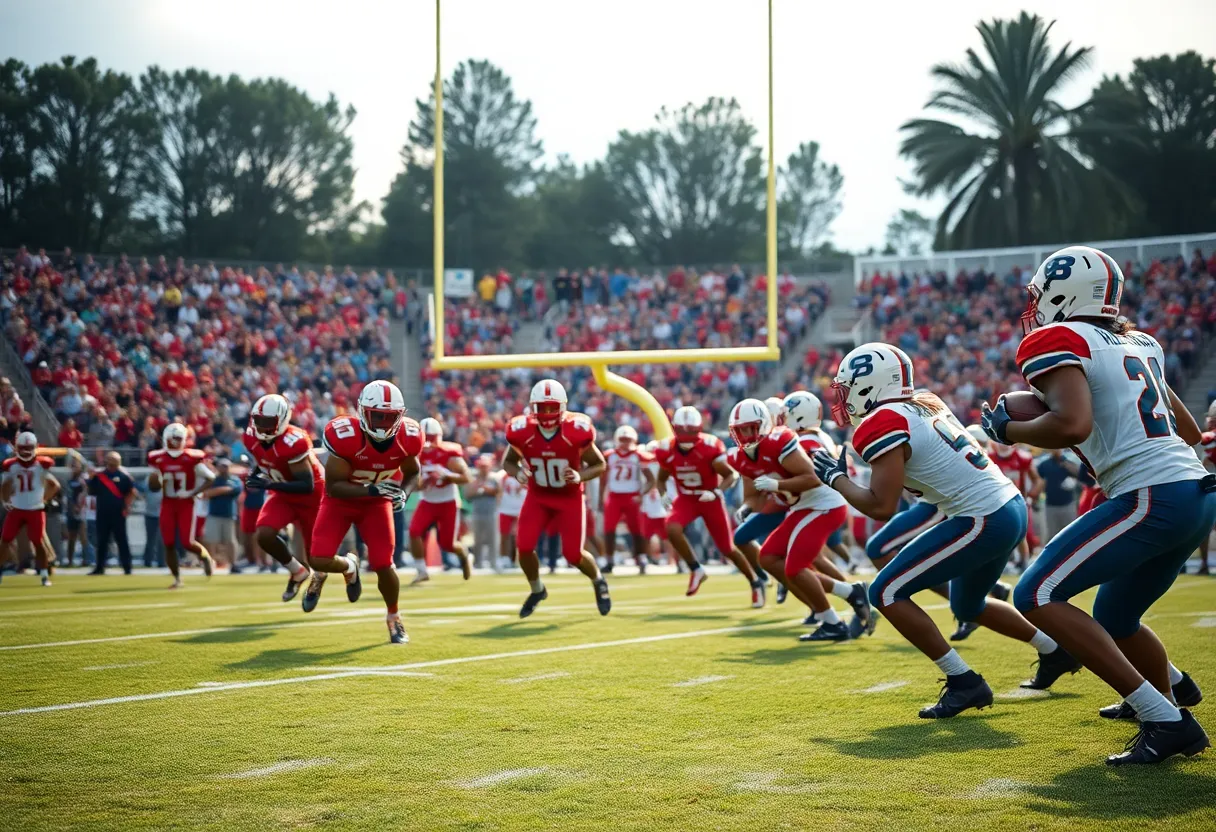 A vibrant football training scene with players in action on the field.