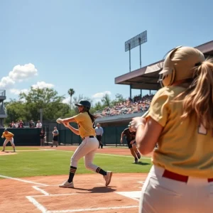 Players from South Carolina Gamecocks softball team competing in a match