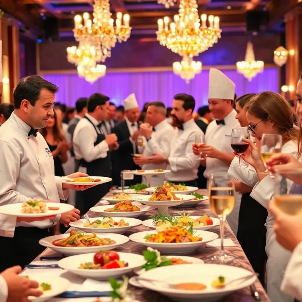 Culinary gala showcasing chefs and gourmet dishes