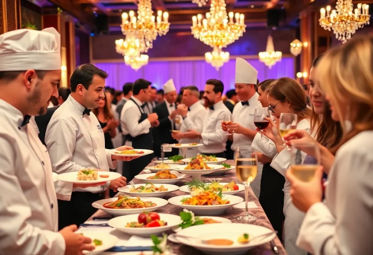 Culinary gala showcasing chefs and gourmet dishes