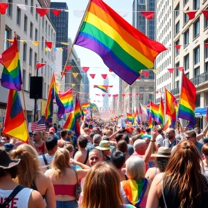 Vibrant L.A. Pride festival scene with diverse participants