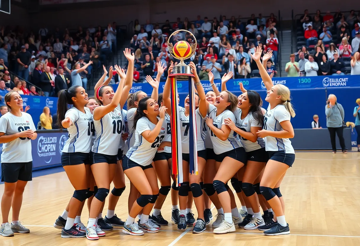 Long Beach State men's volleyball team celebrates NCAA championship win
