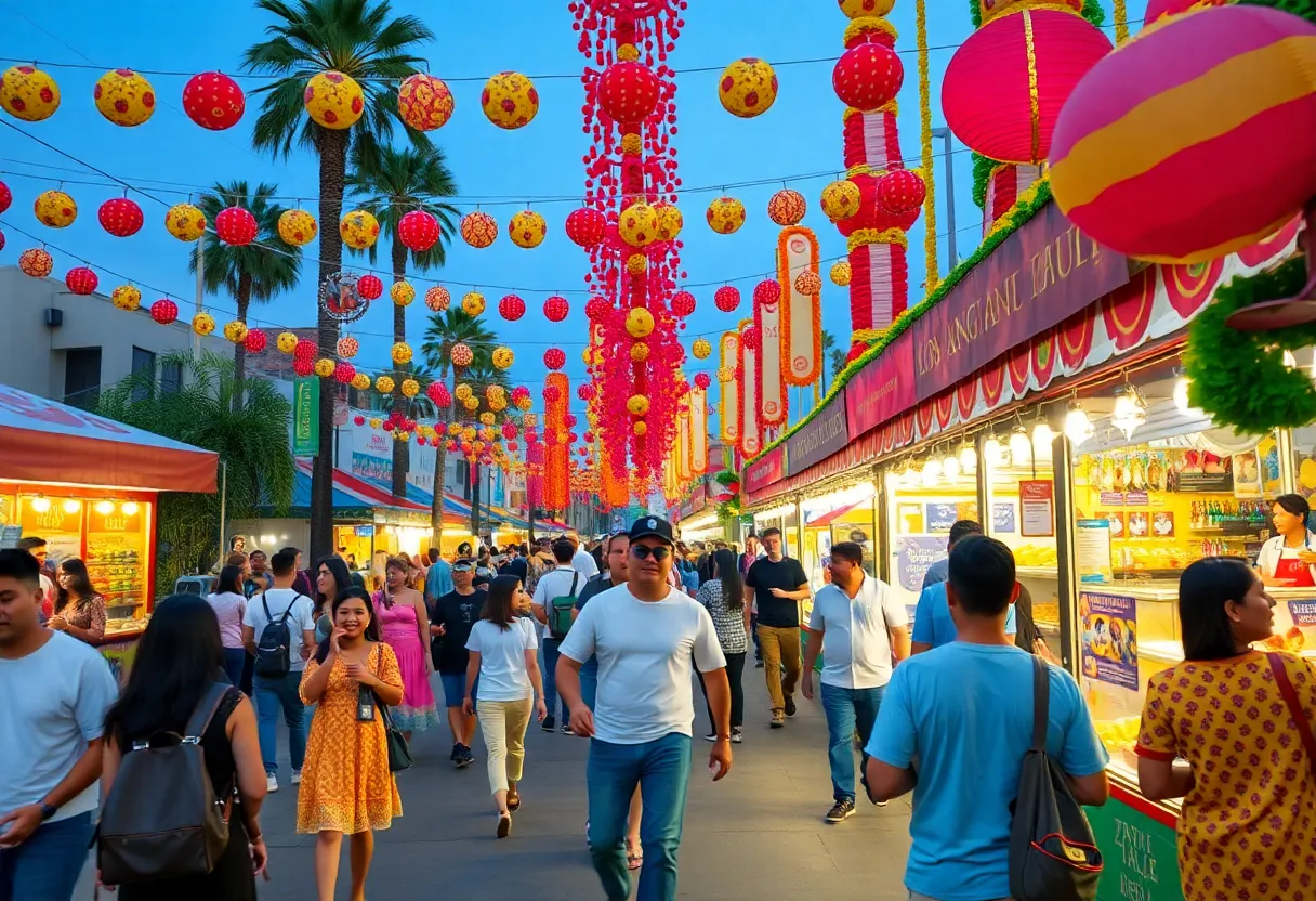 Los Angeles community celebrating Cinco de Mayo with festivities, food, and entertainment.