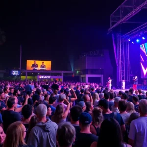 A lively concert scene in Los Angeles showcasing diverse musical performances.