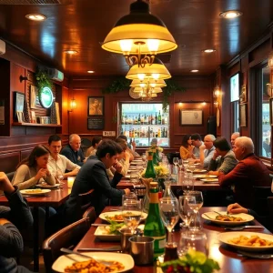 Cozy restaurant bar with solo diners in Los Angeles