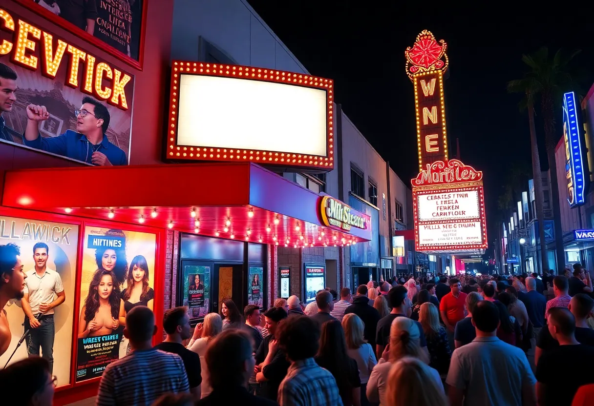 A vibrant theater scene in Los Angeles with performers and audience