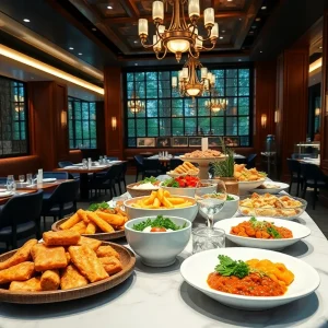 A beautifully arranged dining table showcasing dishes from newly recognized Michelin restaurants in Los Angeles.