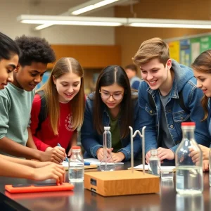 North Hollywood High School students collaborating during science competition