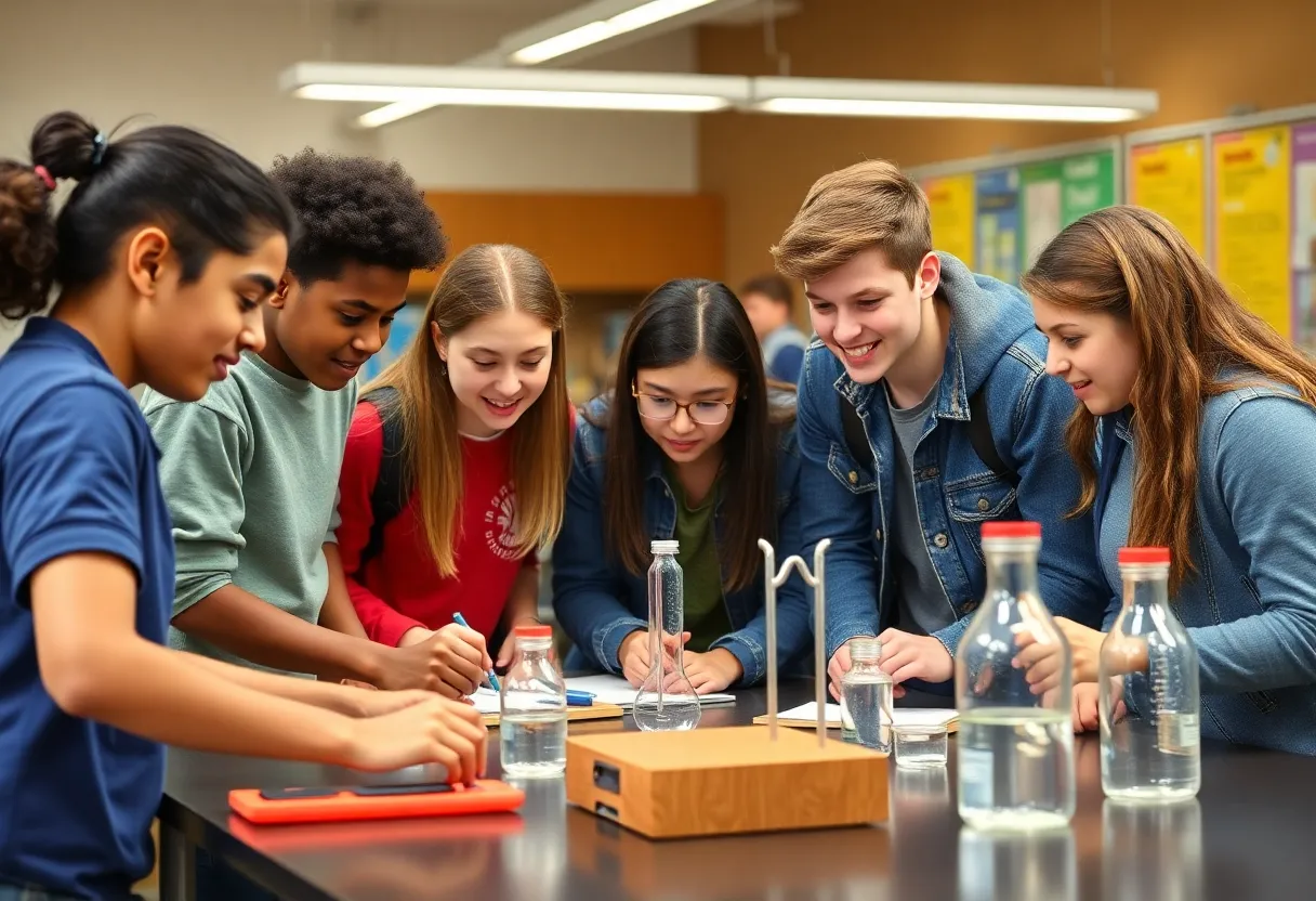 North Hollywood High School students collaborating during science competition