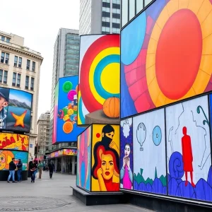Colorful public art billboards displayed in Los Angeles