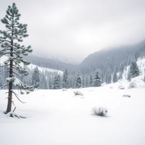 Sierra Nevada mountains covered with snow.