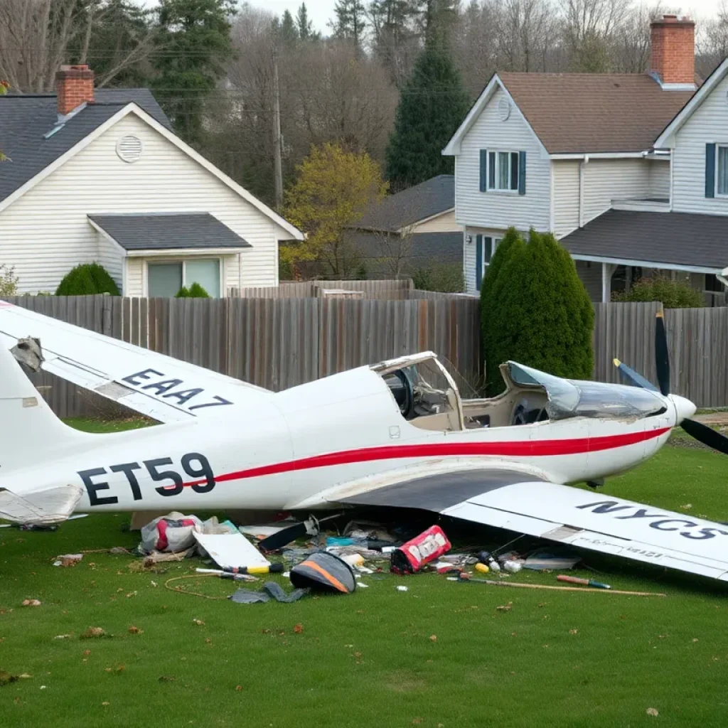 Wreckage of a small plane in a residential area in Simi Valley.