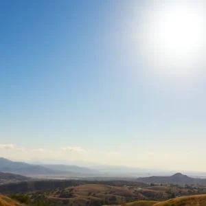 A sunny Southern California landscape during a heat wave.