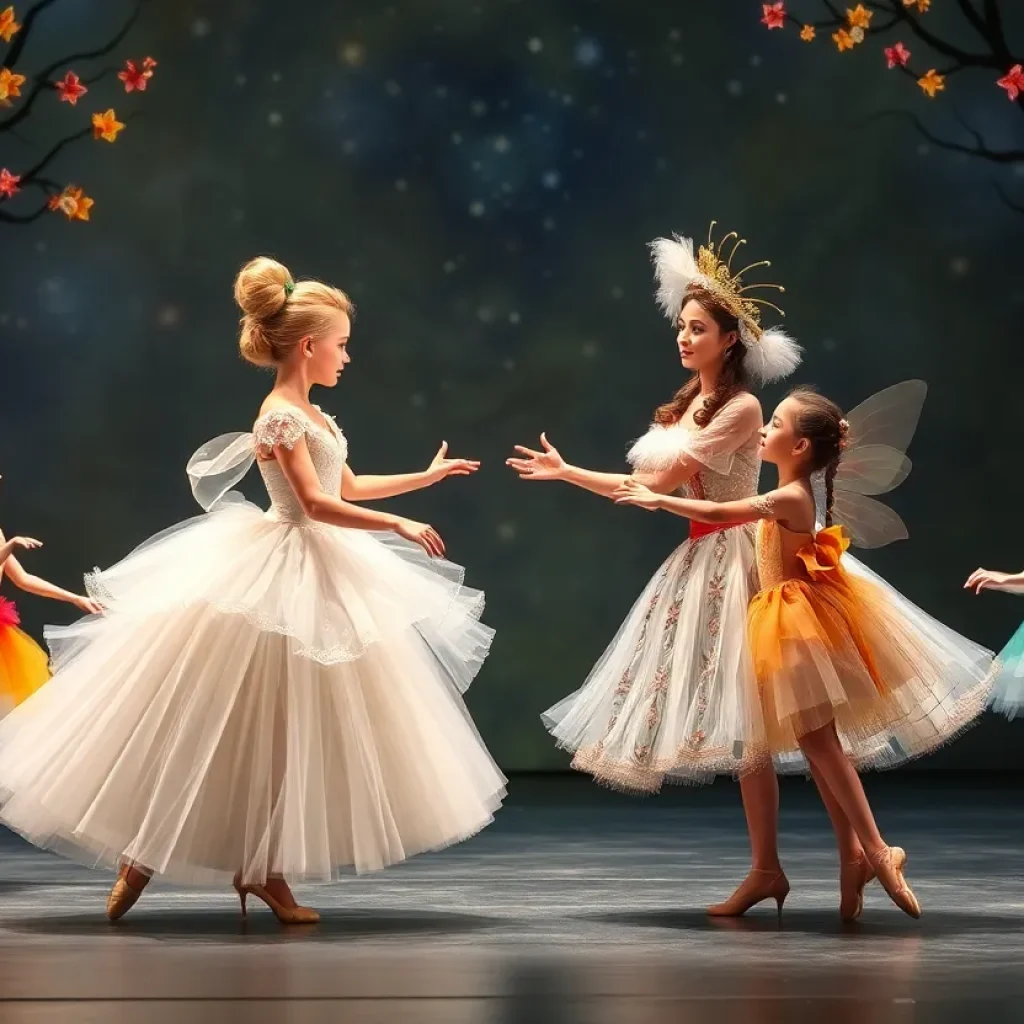 Cinderella ballet scene with seasonal fairies