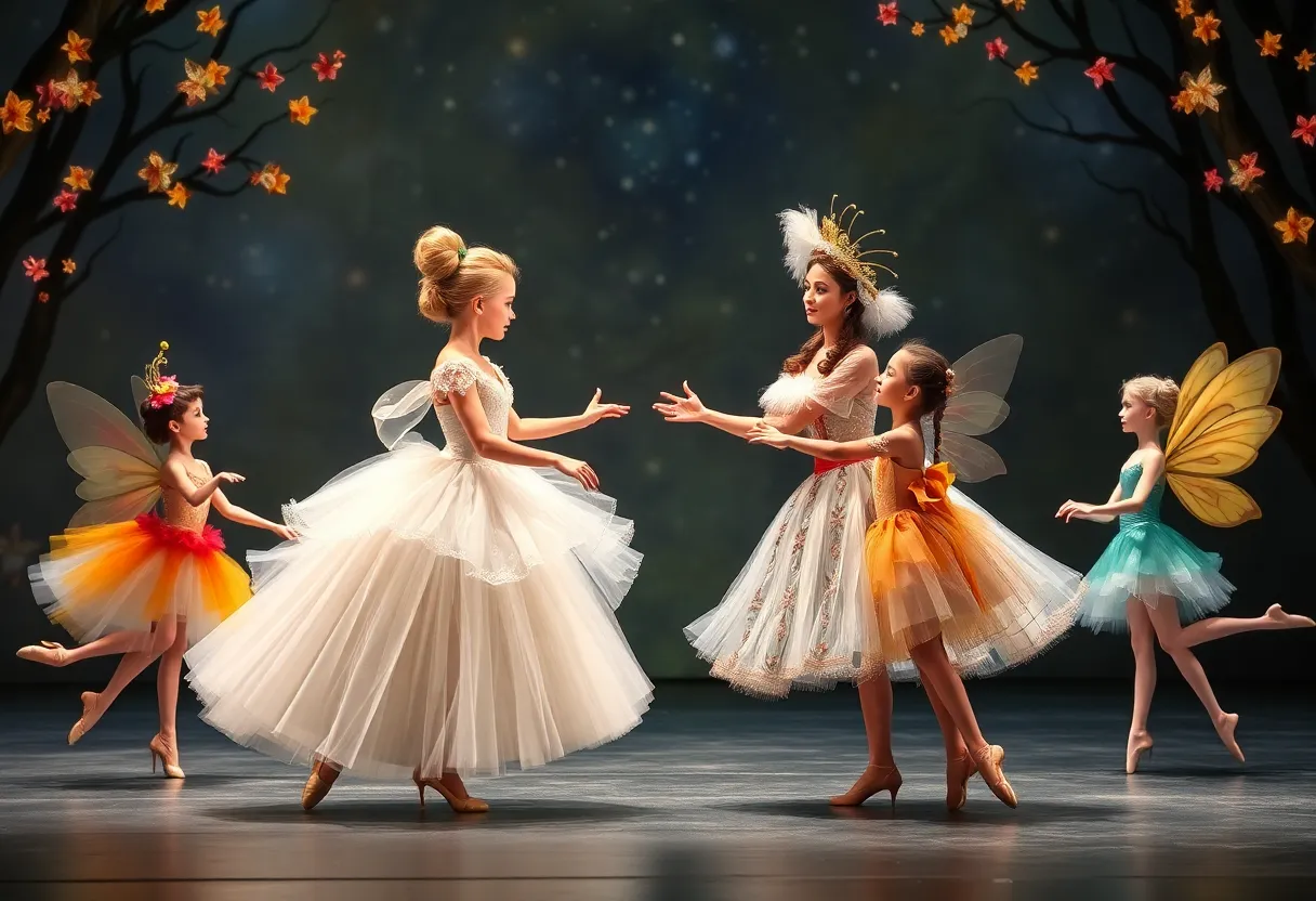 Cinderella ballet scene with seasonal fairies