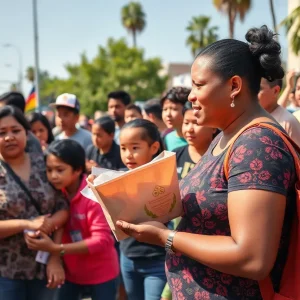 Families receiving support at a community event in Los Angeles