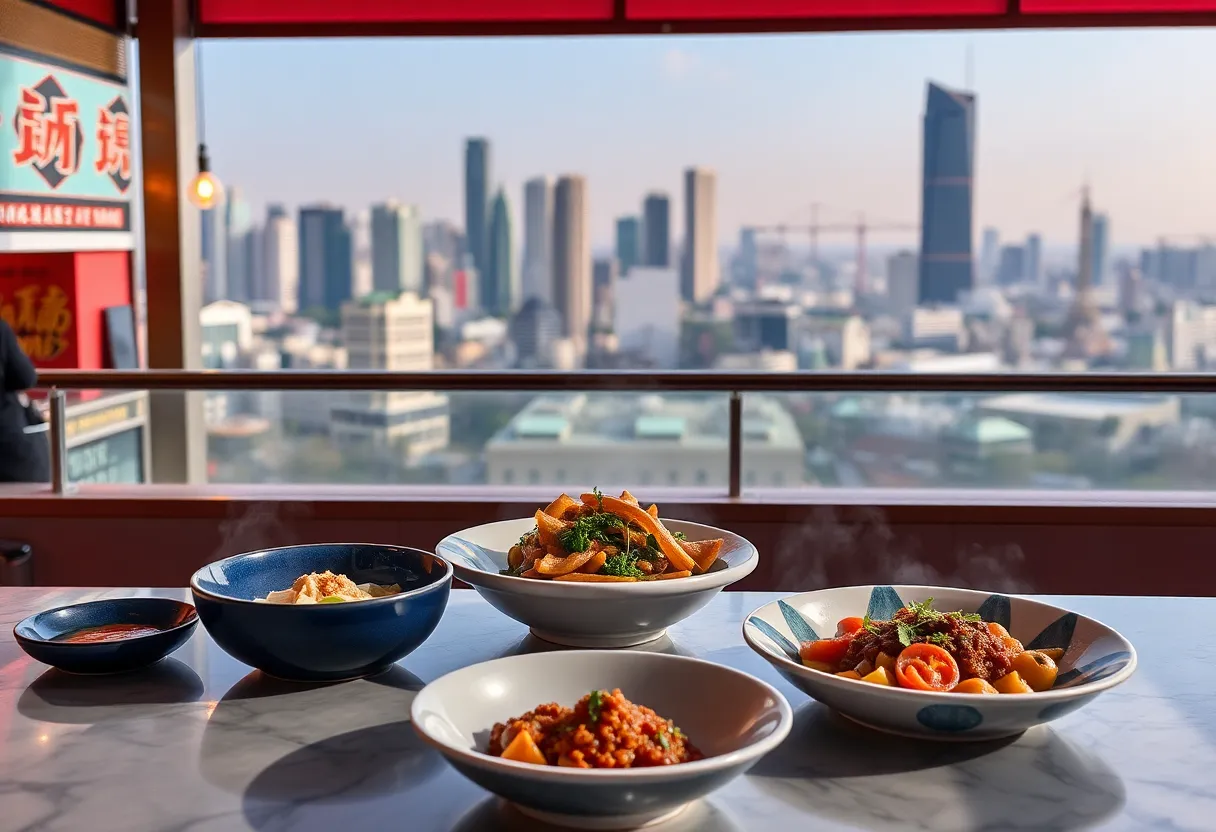 A plate of contemporary Taiwanese cuisine showcasing vibrant colors and textures