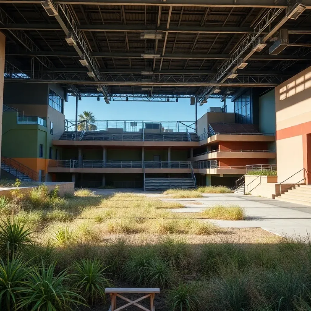 Empty soundstages in a California film studio