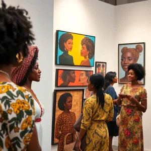 Artworks displayed at the Girlfriends exhibition celebrating Black culture.
