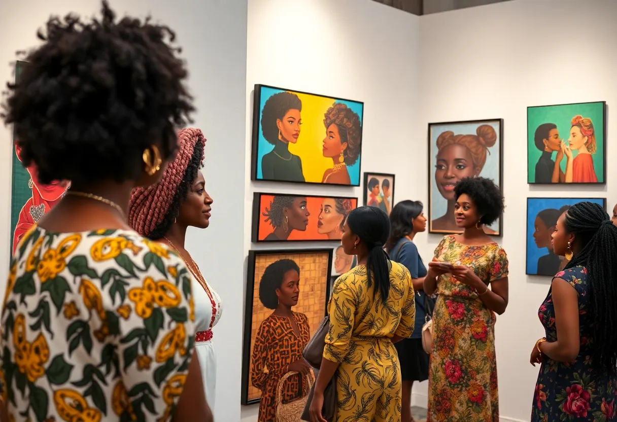Artworks displayed at the Girlfriends exhibition celebrating Black culture.