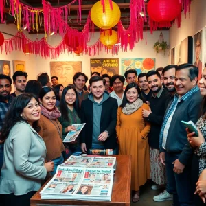 Launch party of the On The Rag tabloid in an art gallery