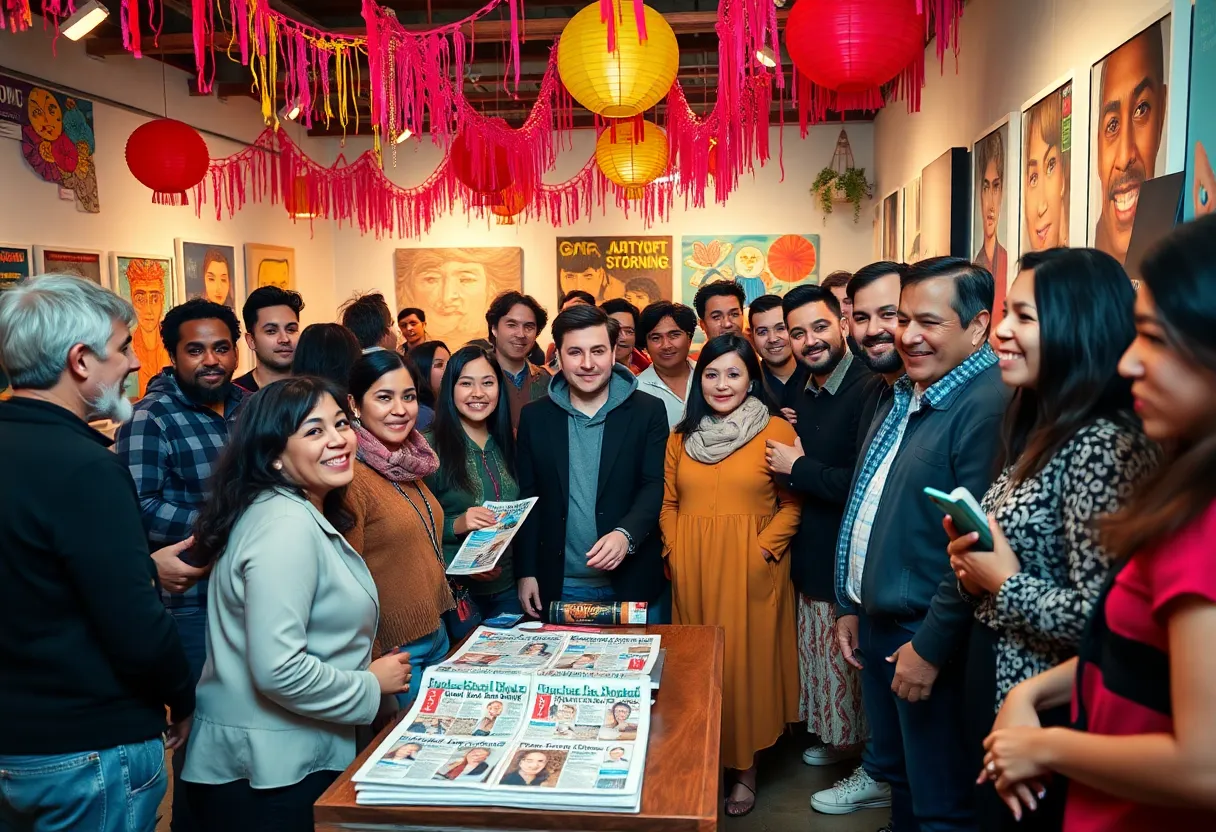 Launch party of the On The Rag tabloid in an art gallery