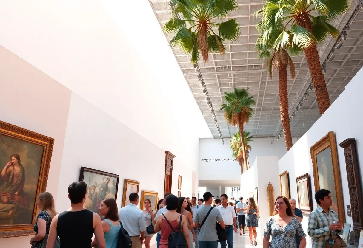 Visitors exploring art exhibitions at the Getty Villa and LACMA in Los Angeles