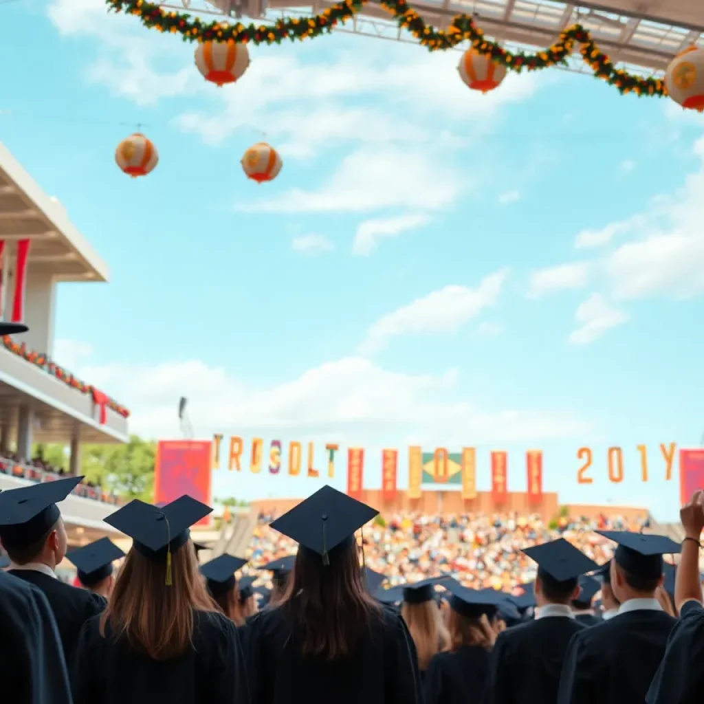 Graduating seniors celebrating at Palisades Charter High School graduation